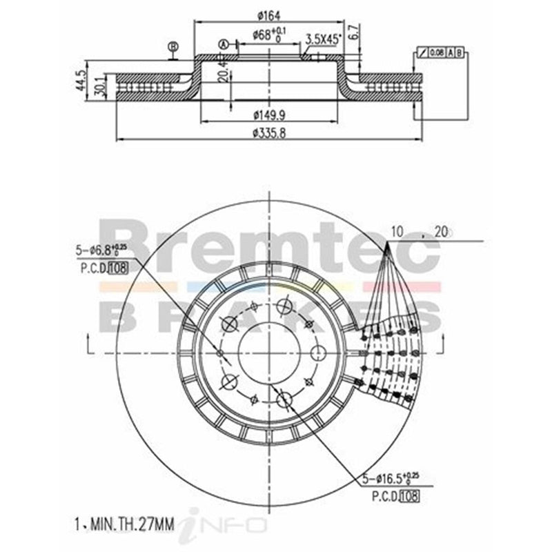 Bremtec BDR16130EL Euro-Line Disc Brake Rotor Pair