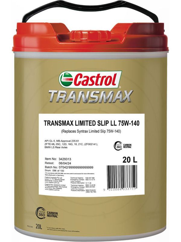 Castrol Transmax LS LL Gear Oil 75W140 20L 3429313