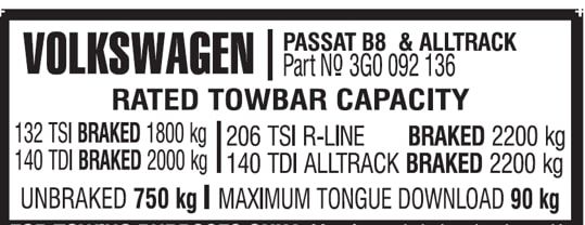 Volkswagen Tow Bar Label VGA803921LBL1