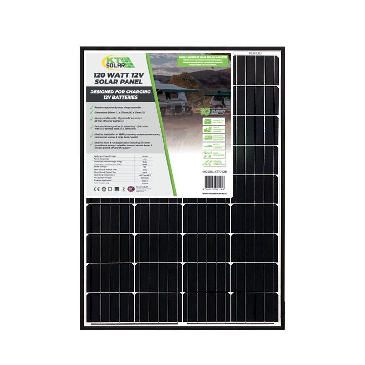 120 Watt, 12V Single Cell Mono-crystalline Solar Panel